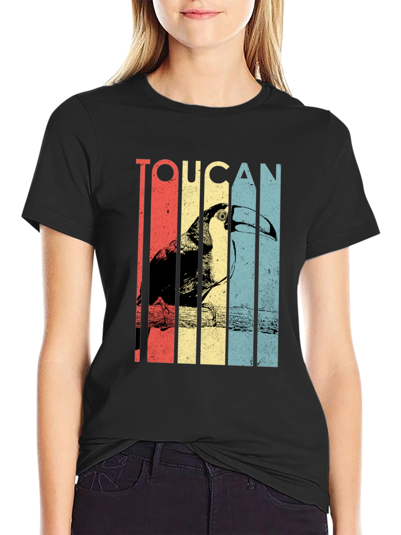 Toucan Graphic Tee - Retro Style Black T-Shirt