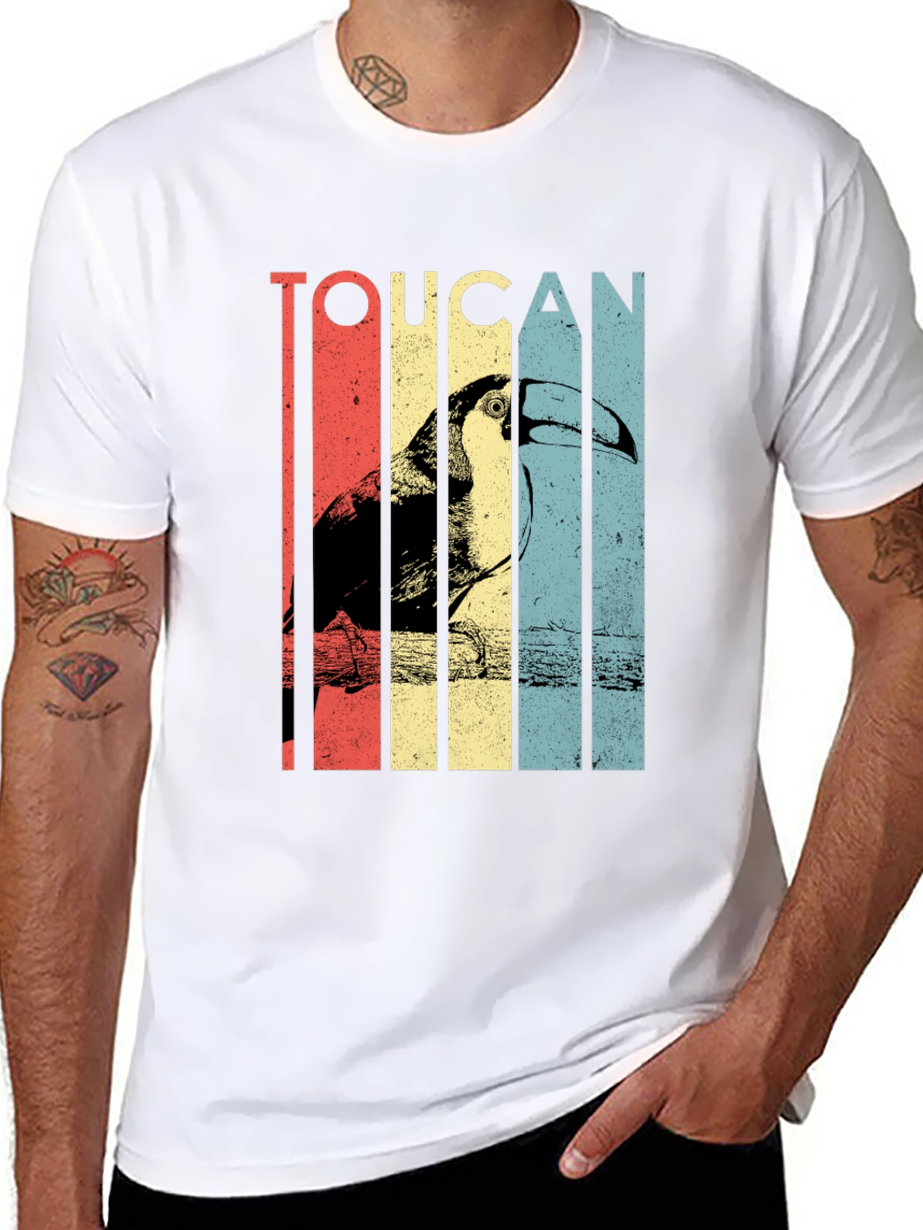 Toucan Graphic Tee - Retro Style Black T-Shirt