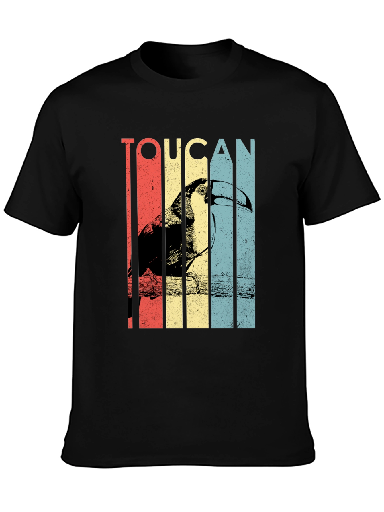 Toucan Graphic Tee - Retro Style Black T-Shirt