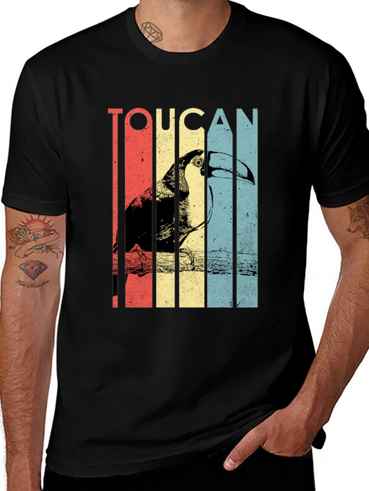 Toucan Graphic Tee - Retro Style Black T-Shirt