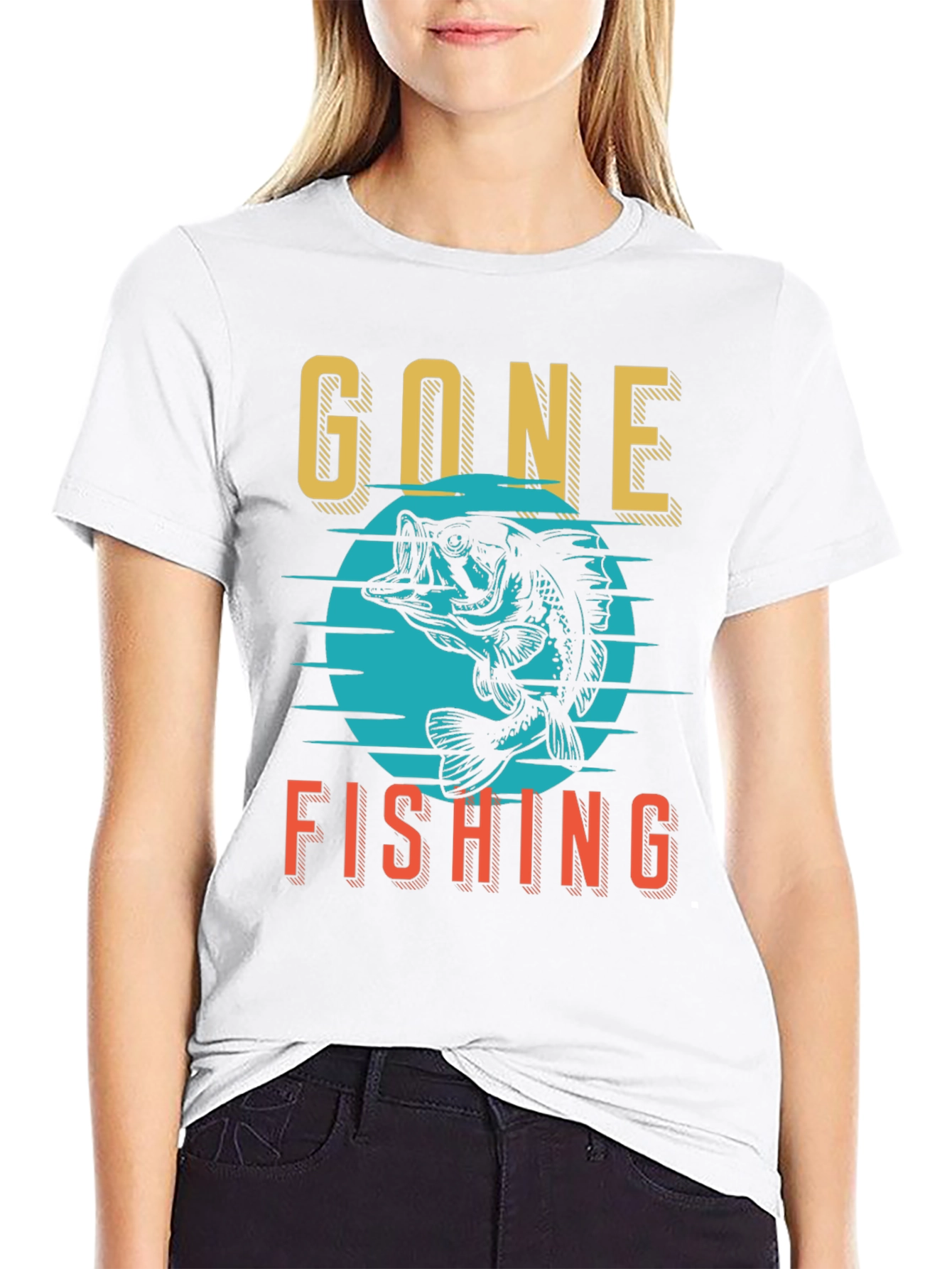 Gone Fishing Graphic Tee - Black Cotton Shirt