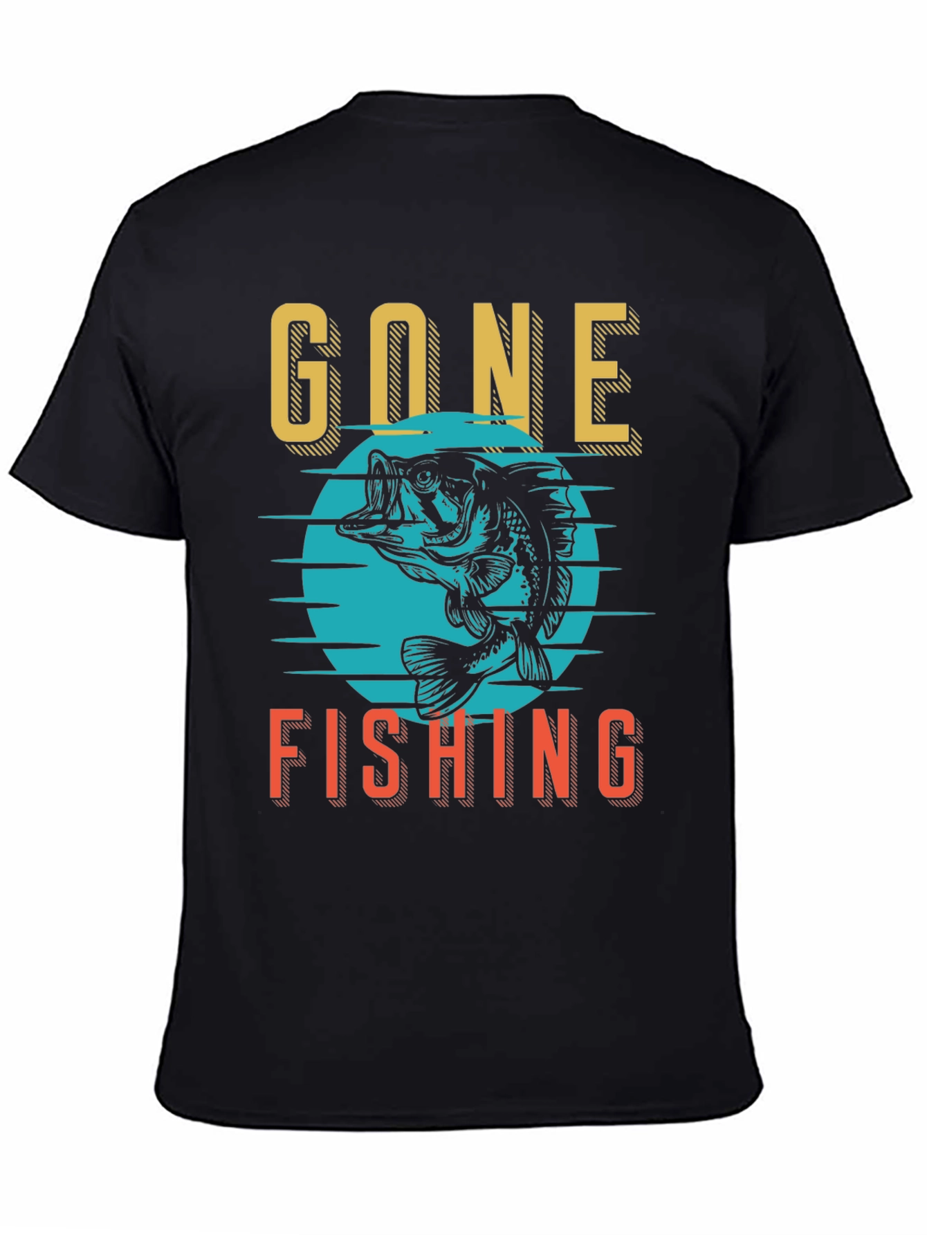 Gone Fishing Graphic Tee - Black Cotton Shirt
