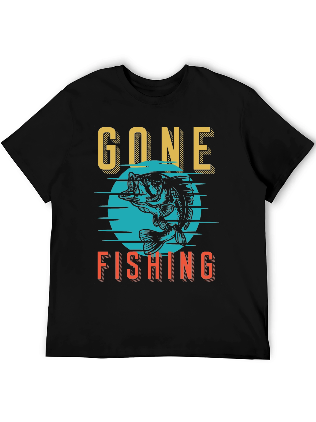 Gone Fishing Graphic Tee - Black Cotton Shirt