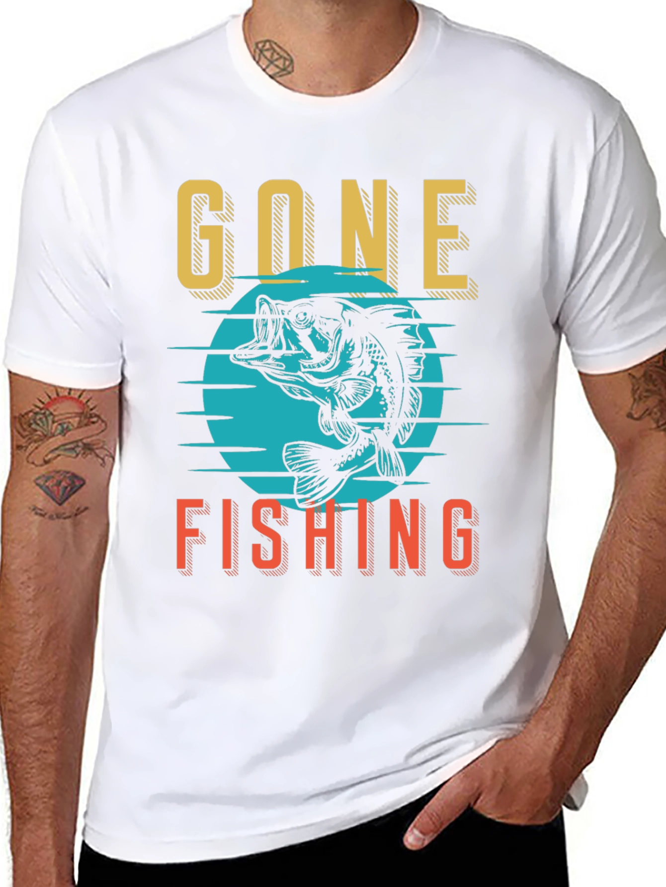Gone Fishing Graphic Tee - Black Cotton Shirt