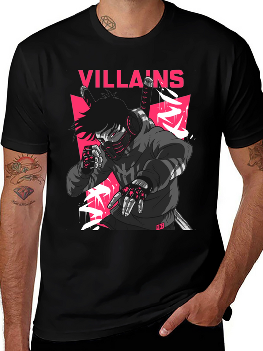 Villains Graphic Print Black T-Shirt