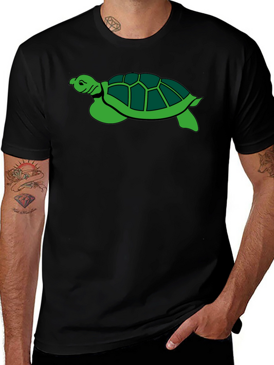 Green Turtle Graphic Black T-Shirt - Stylish Sea Life Tee