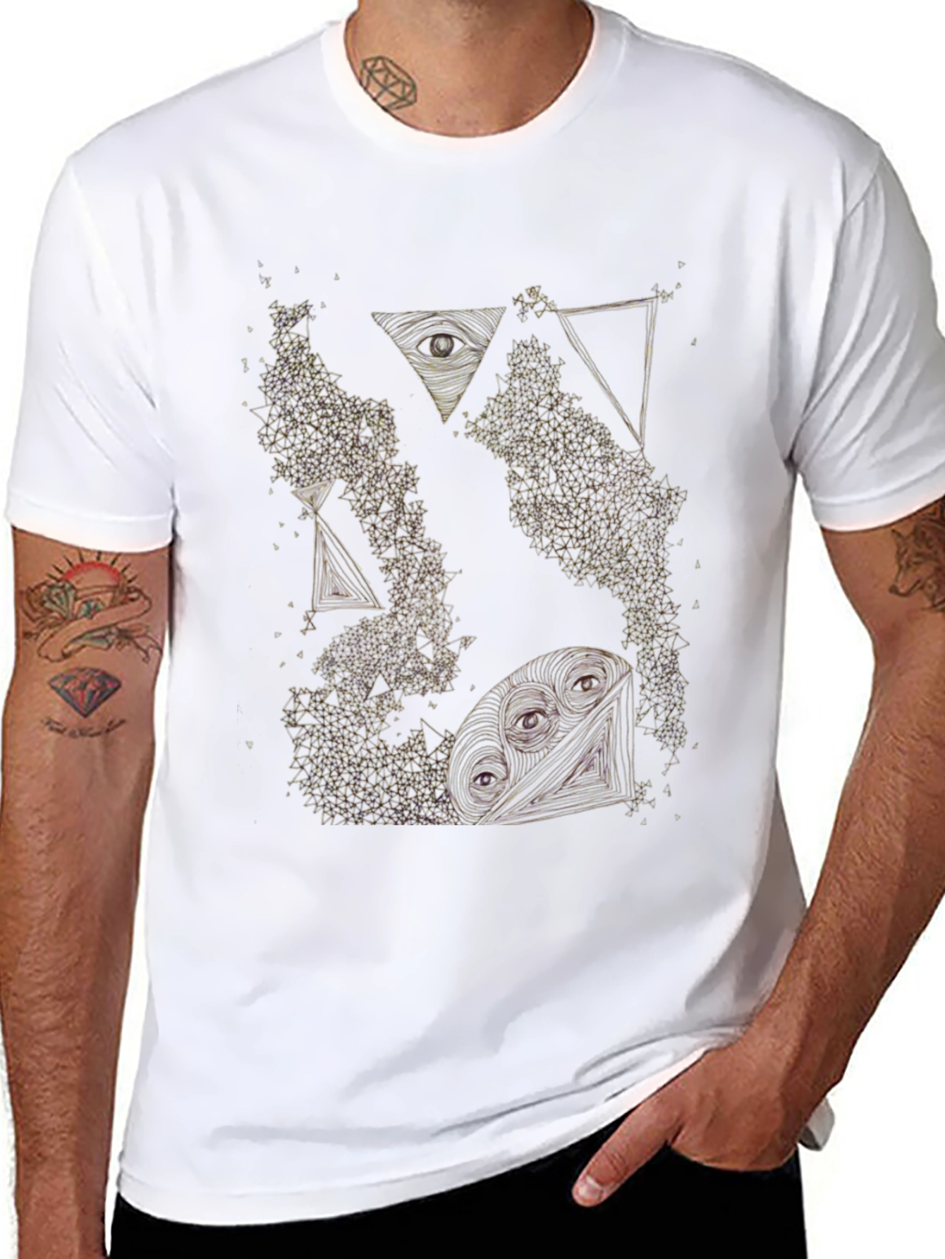 Abstract Graphic Tee - Black Cotton T-Shirt