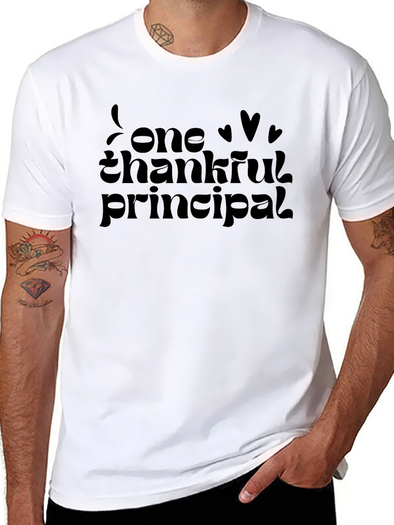 Thankful Principal T-Shirt - Black Crew Neck Tee