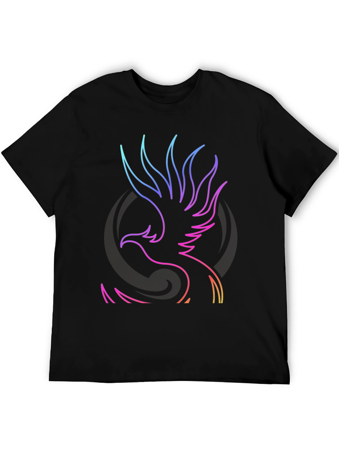 Neon Phoenix Graphic Black T-Shirt