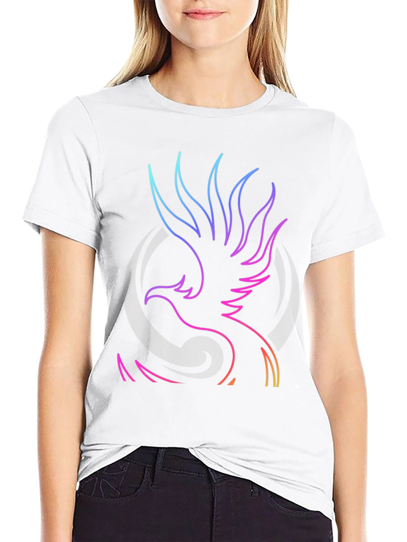 Neon Phoenix Graphic Black T-Shirt