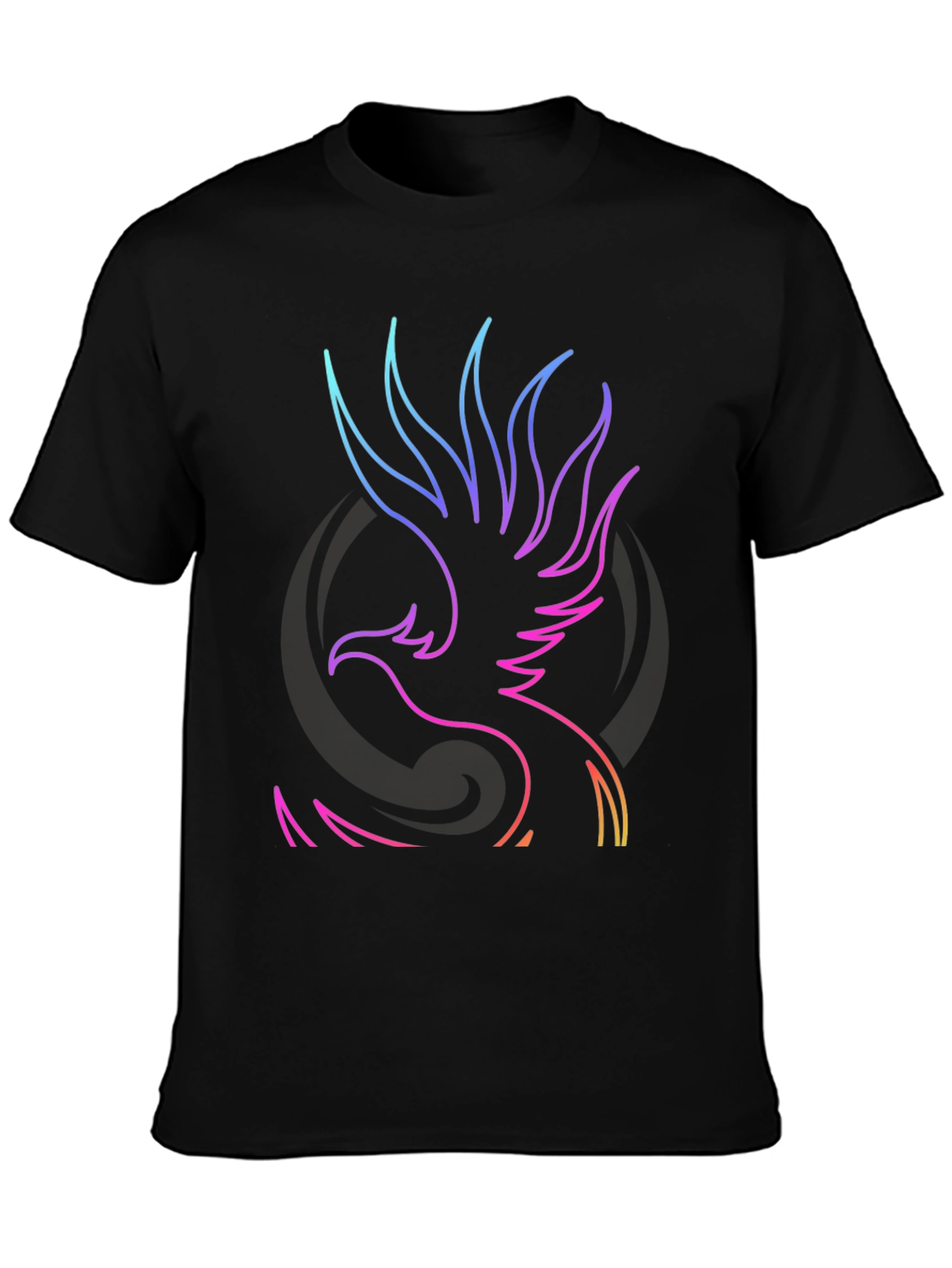 Neon Phoenix Graphic Black T-Shirt