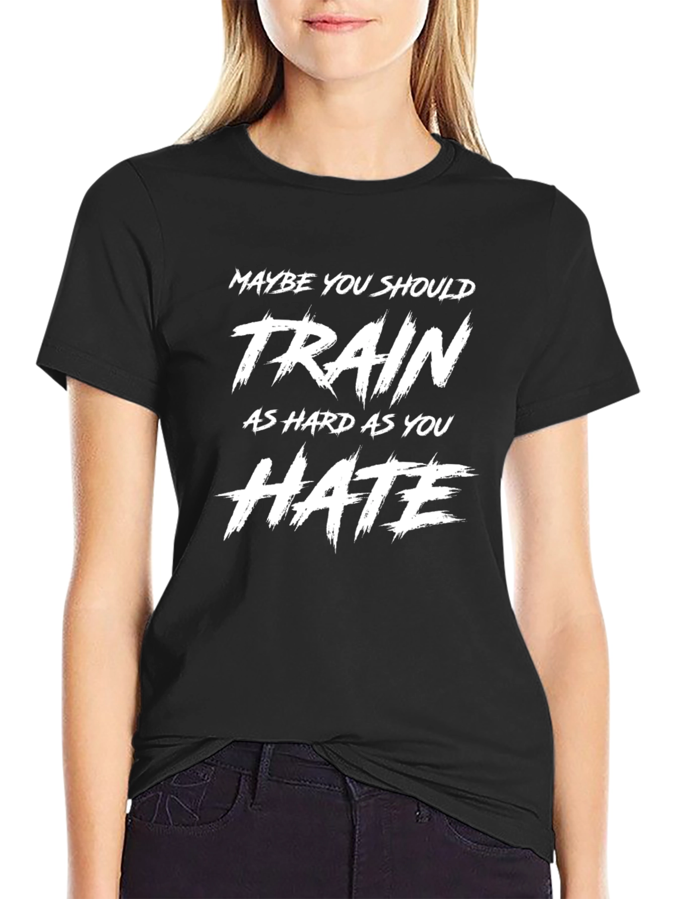 Train Hard Hate T-Shirt Motivational Gym Fitness Tee