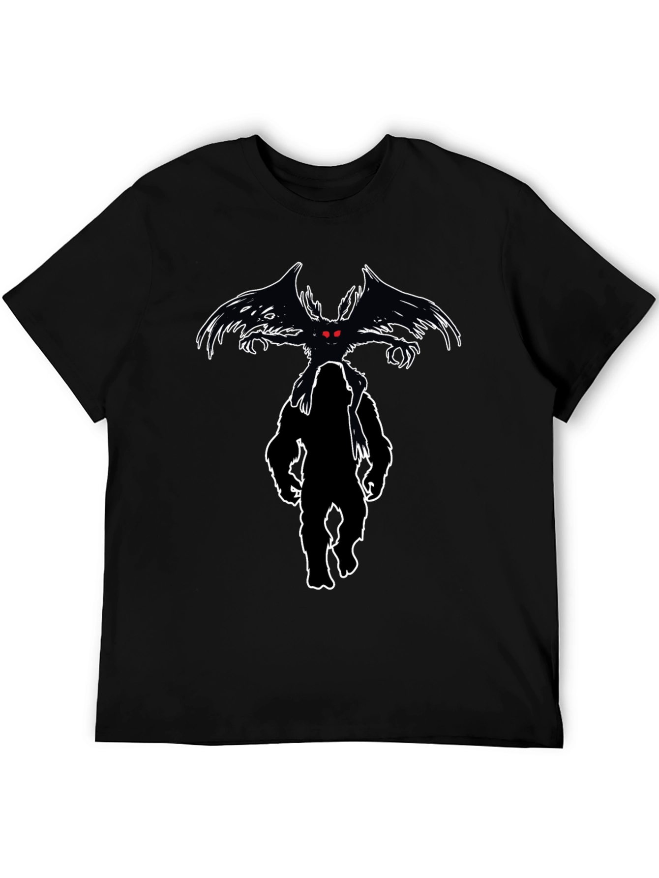 Cryptid Tee: Mothman & Bigfoot Graphic Print