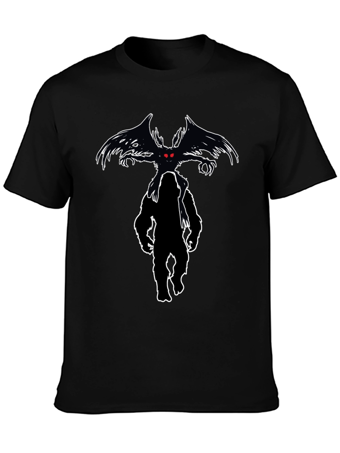Cryptid Tee: Mothman & Bigfoot Graphic Print