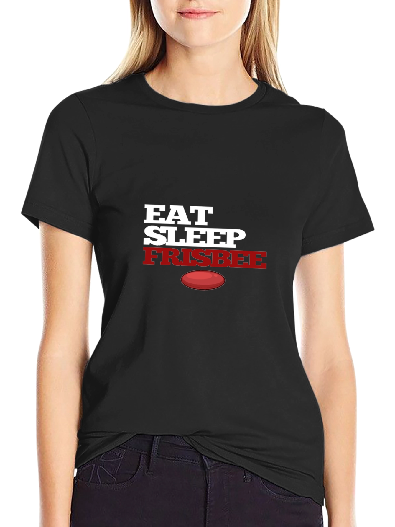 Eat Sleep Frisbee T-Shirt - Black Graphic Tee