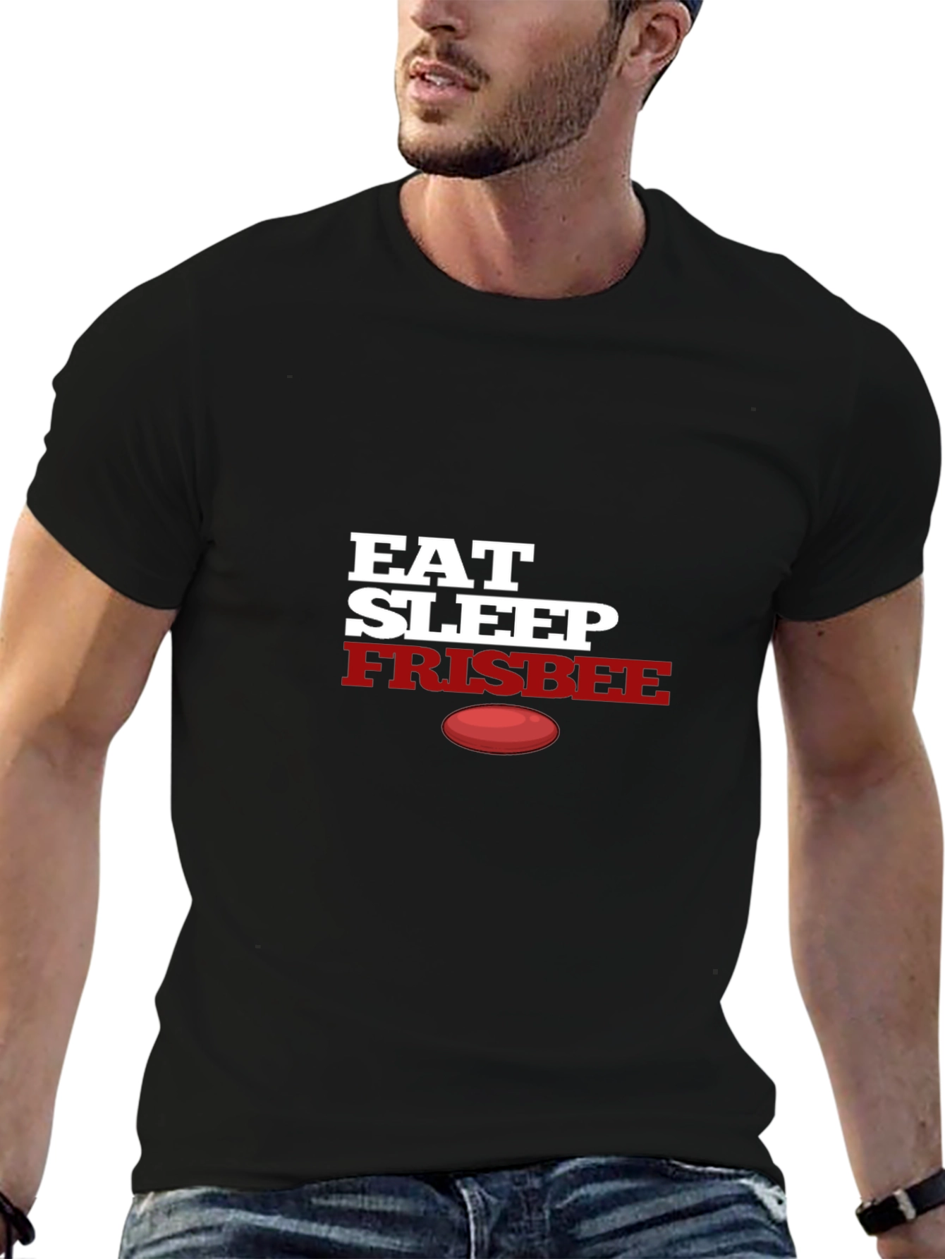 Eat Sleep Frisbee T-Shirt - Black Graphic Tee