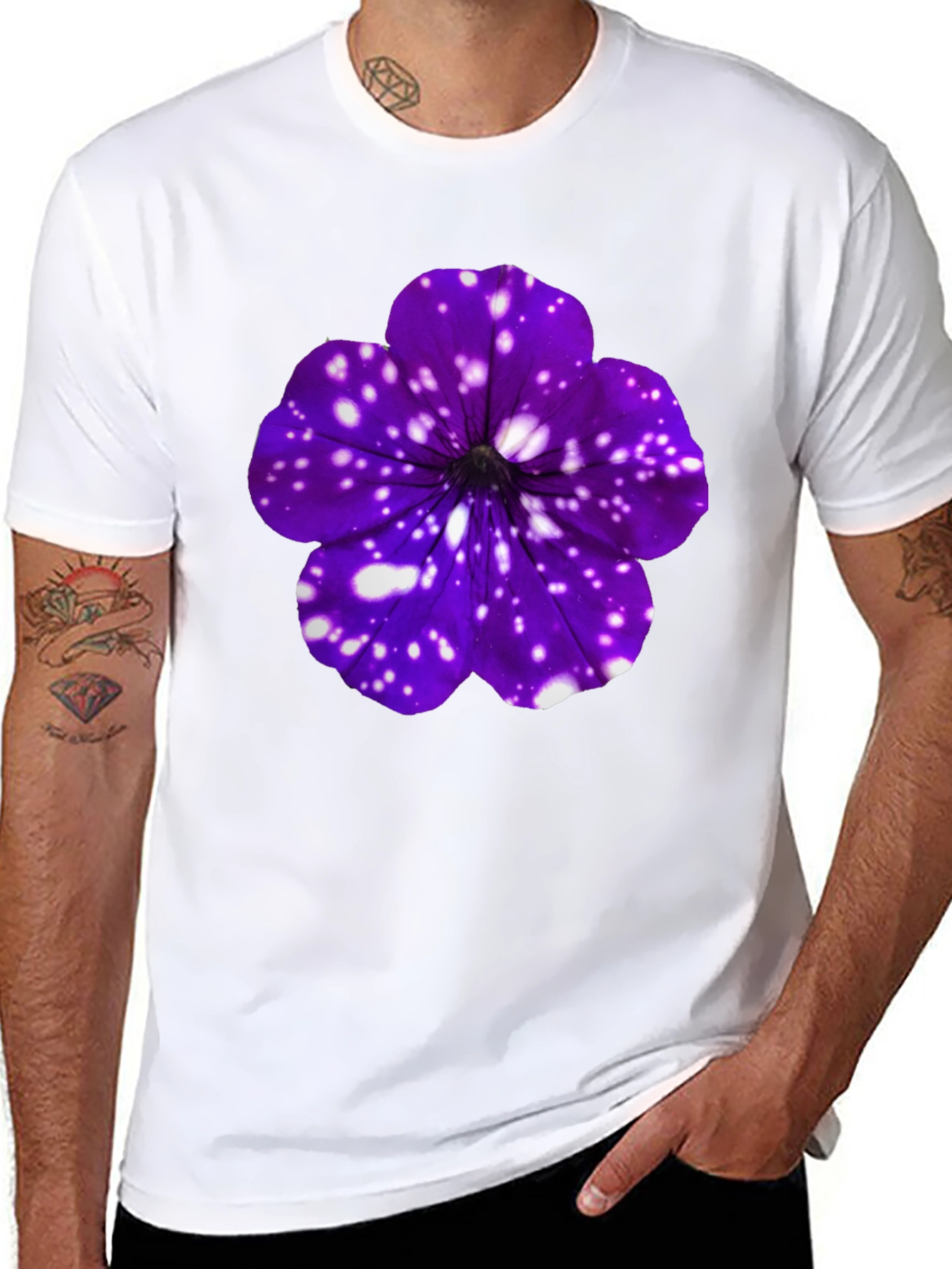 Galaxy Petunia Flower T-Shirt - Unique Floral Design