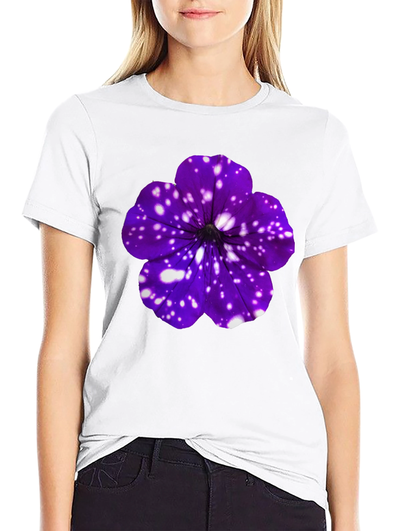 Galaxy Petunia Flower T-Shirt - Unique Floral Design