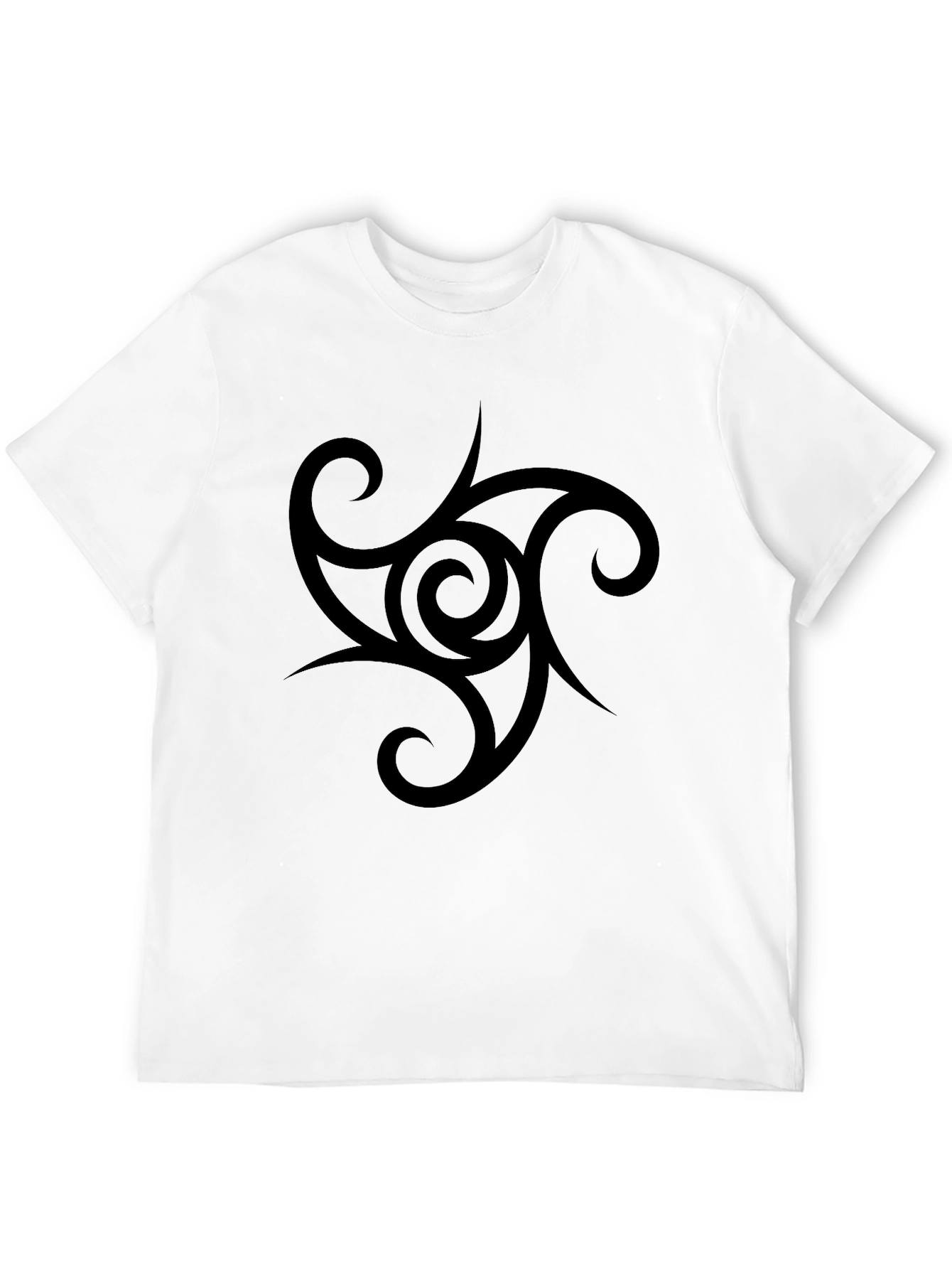 Mens Black T-Shirt with Tribal Swirl Design