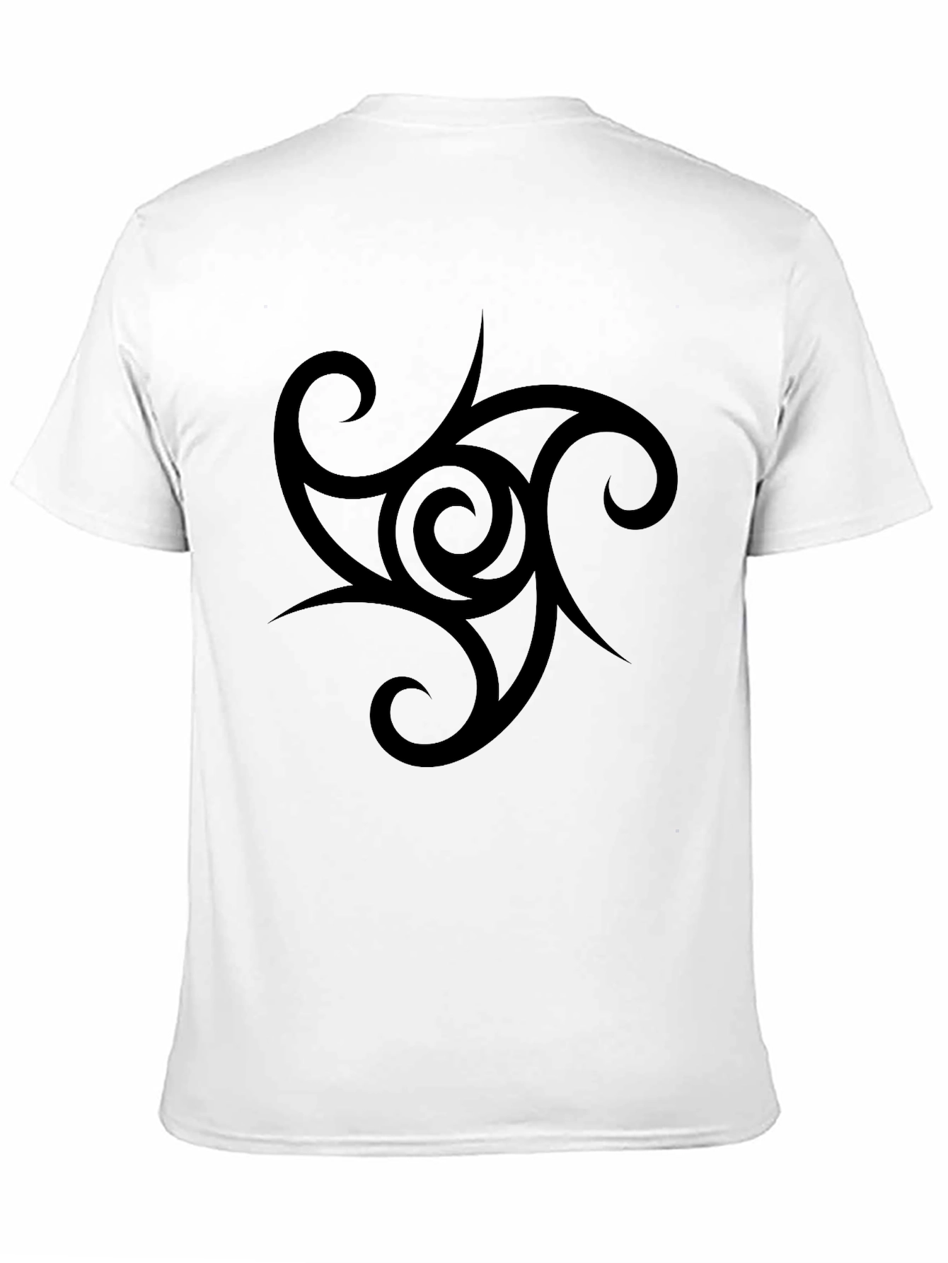 Mens Black T-Shirt with Tribal Swirl Design