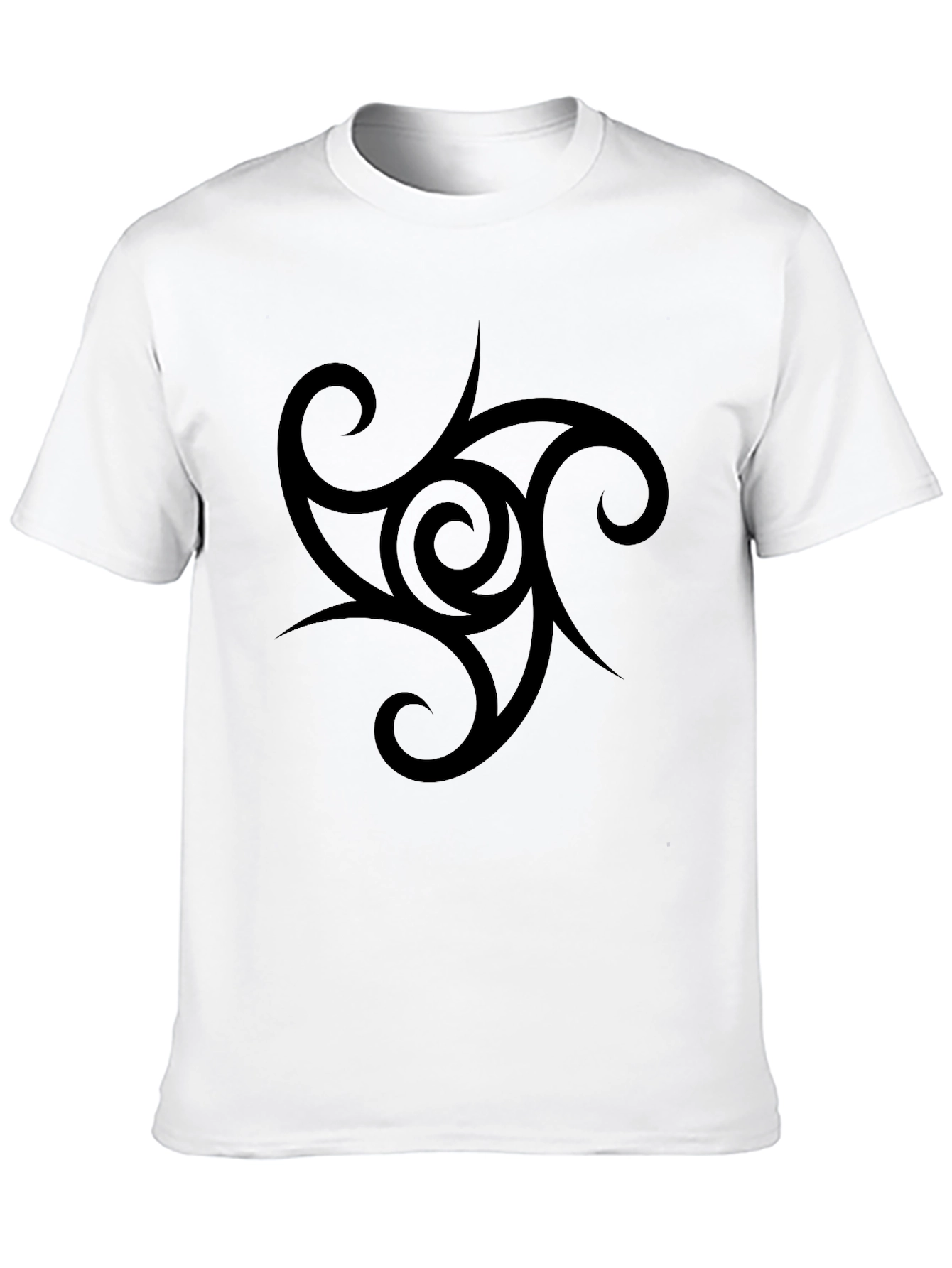 Mens Black T-Shirt with Tribal Swirl Design