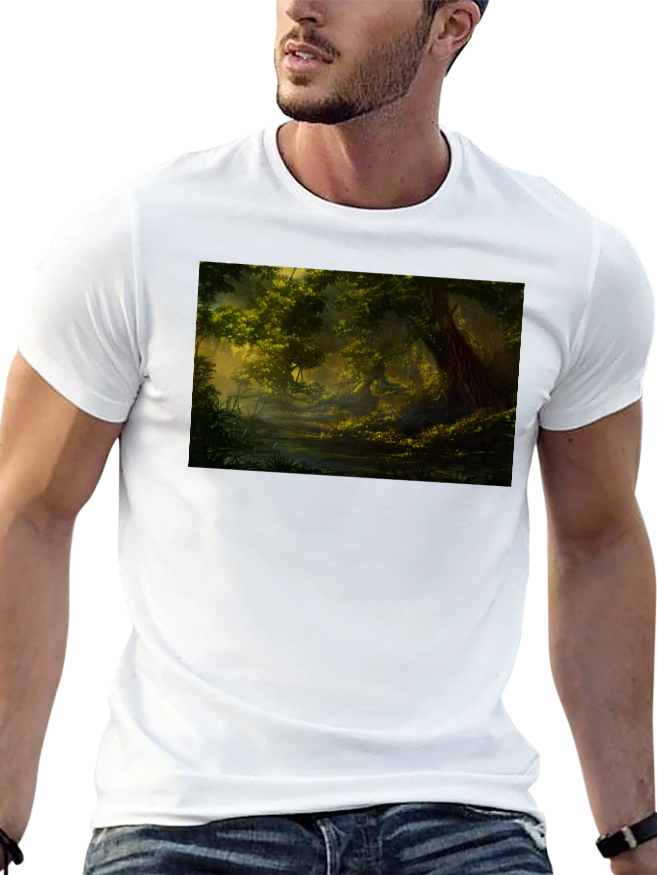 Mystical Forest Graphic Tee - Black Cotton Blend