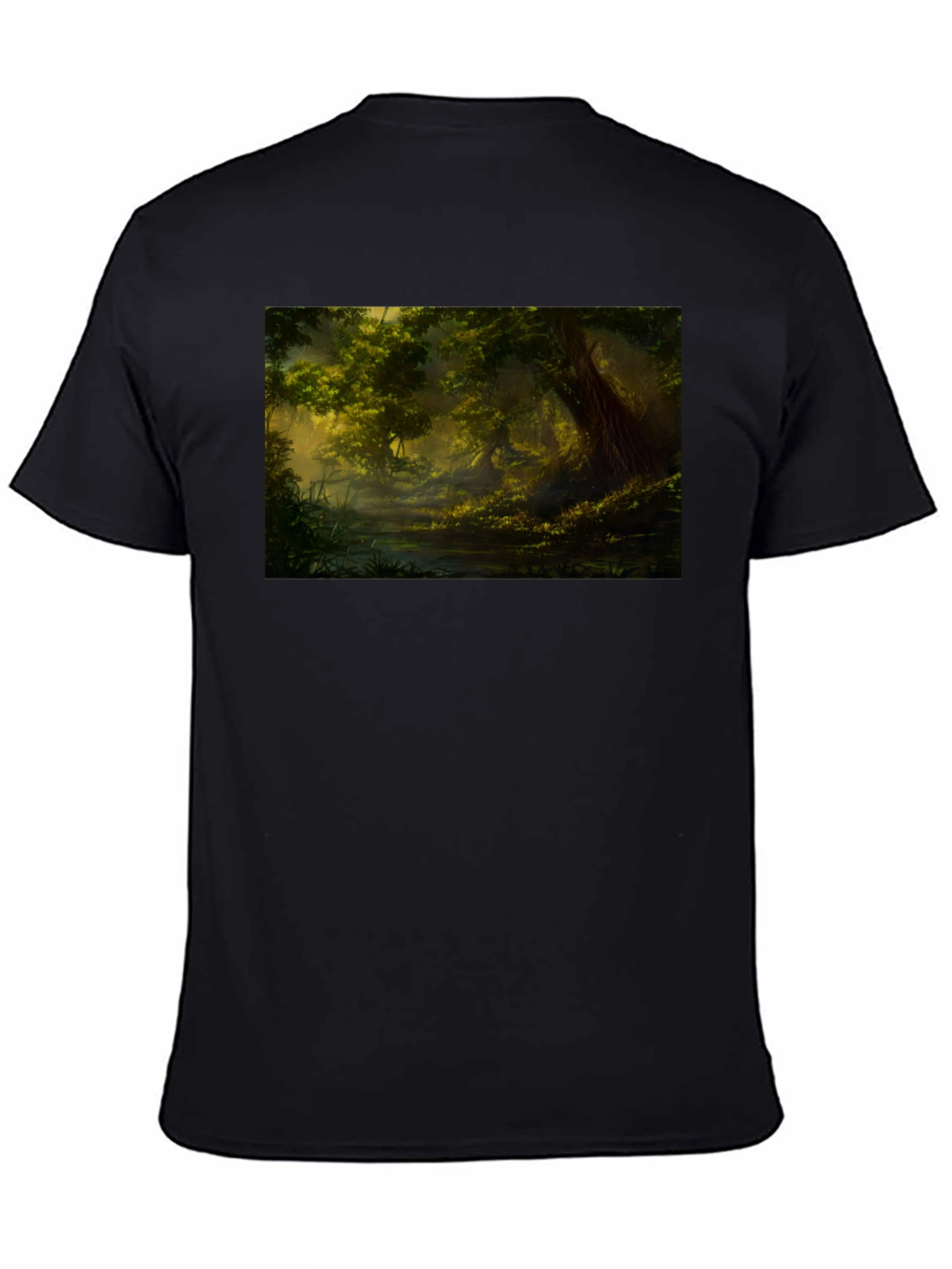 Mystical Forest Graphic Tee - Black Cotton Blend