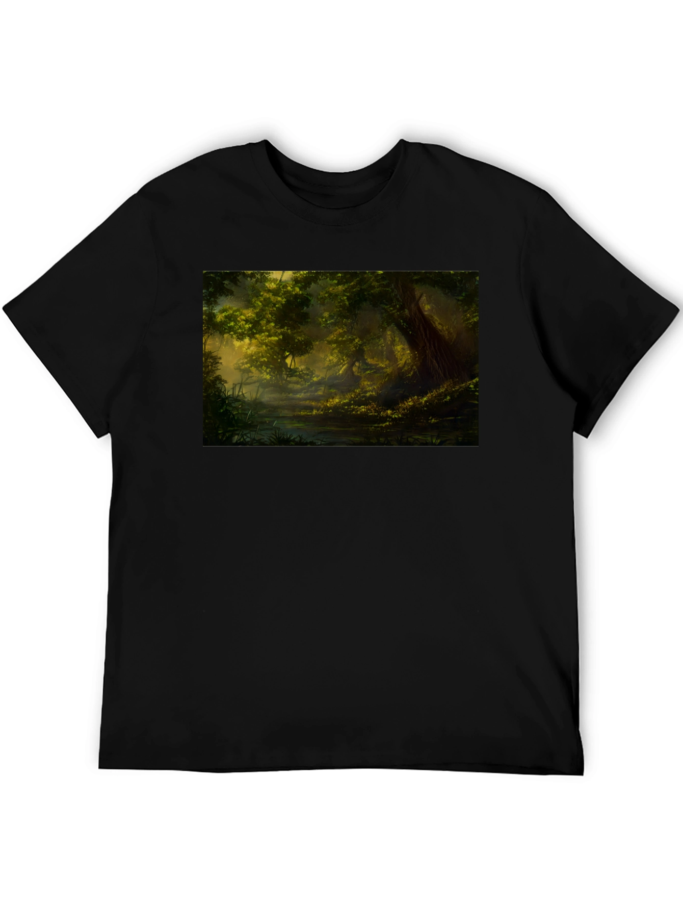 Mystical Forest Graphic Tee - Black Cotton Blend