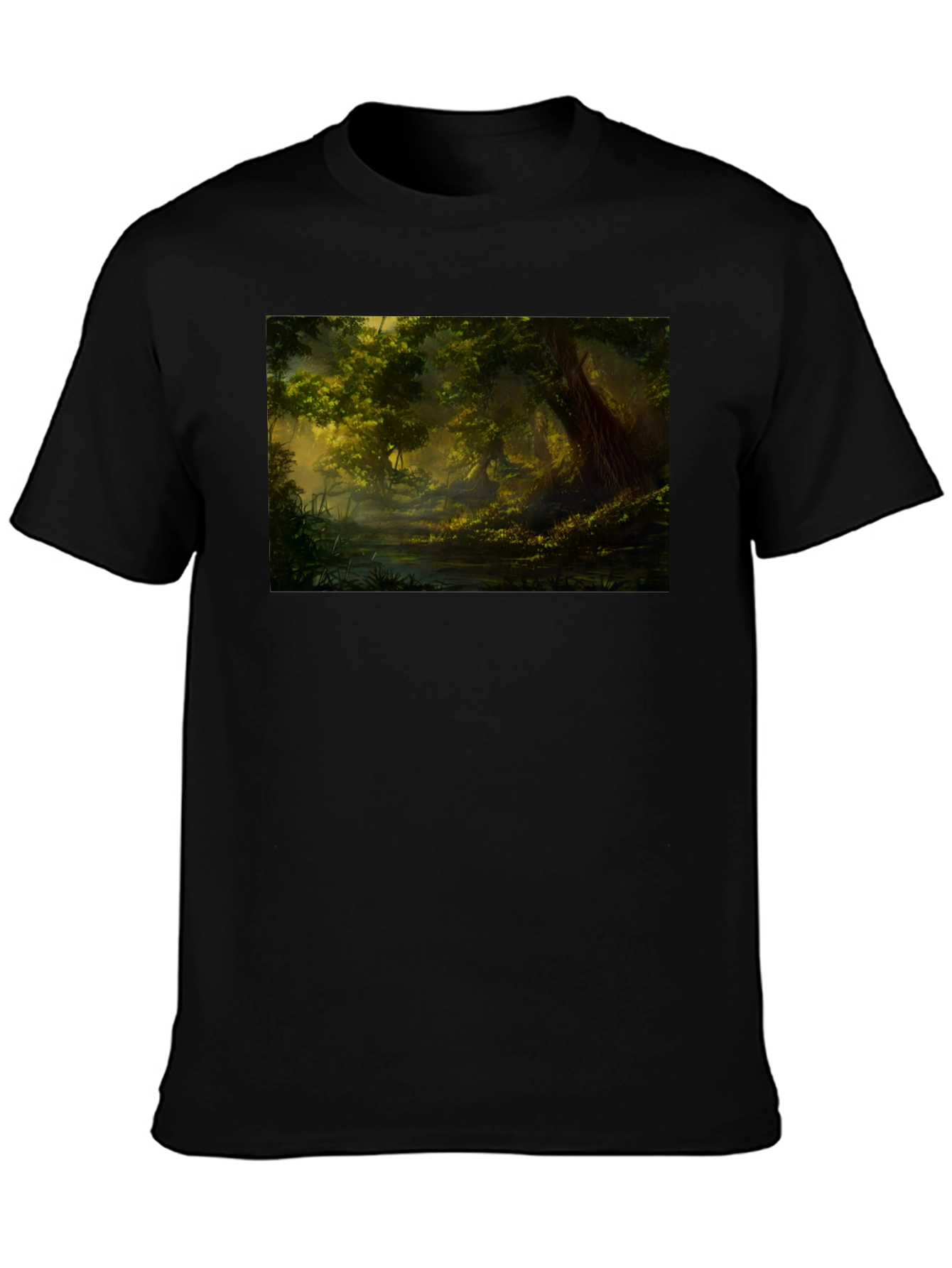 Mystical Forest Graphic Tee - Black Cotton Blend
