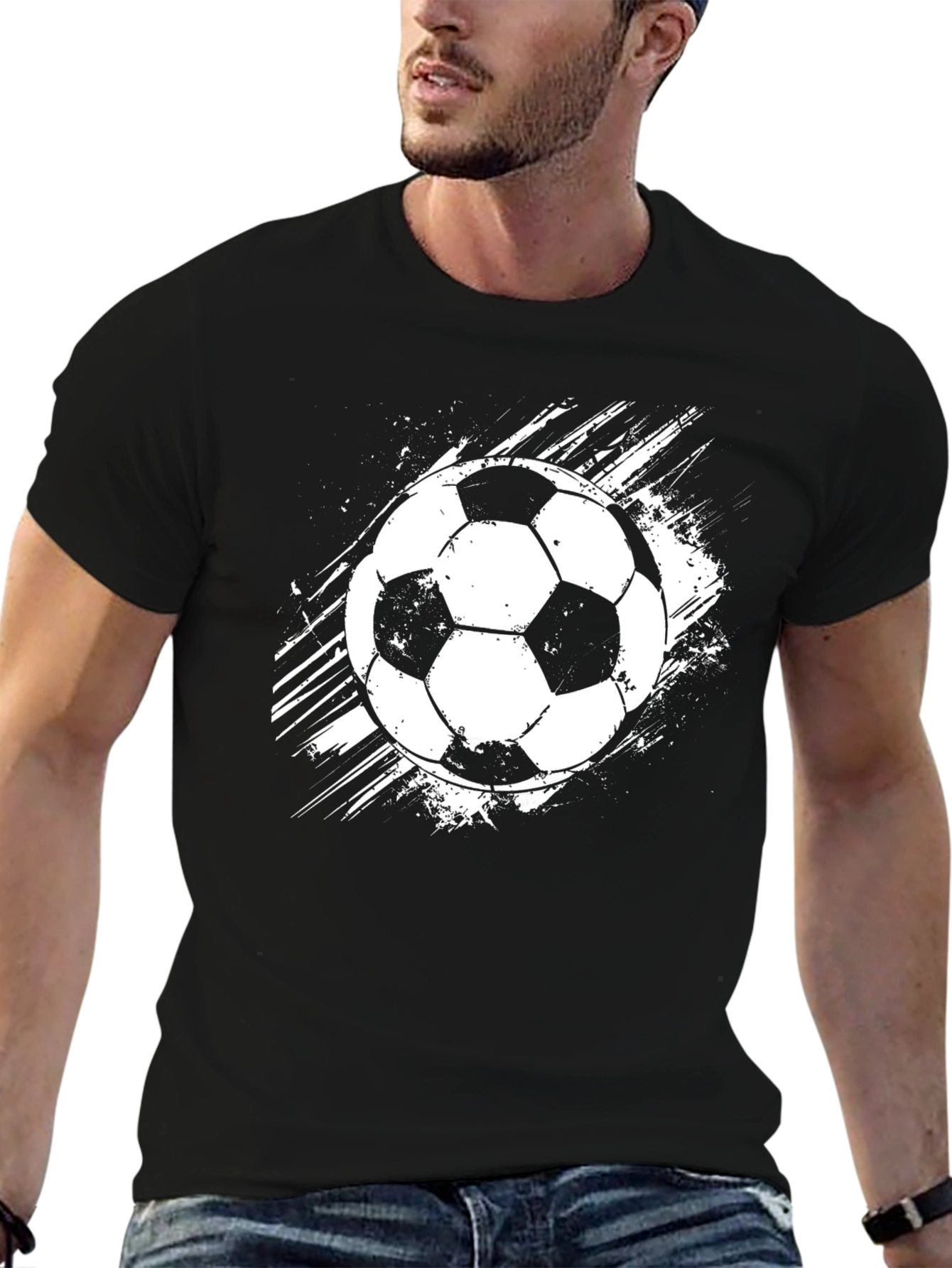 Soccer Ball Graphic T-Shirt - Black