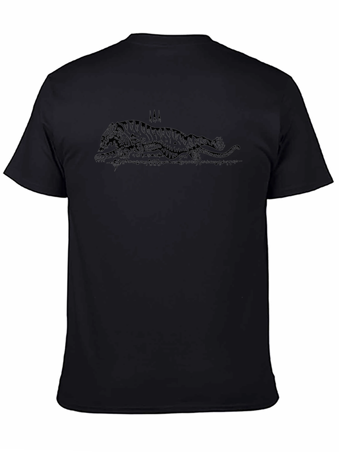 Black Graphic Tee - Tiger Design