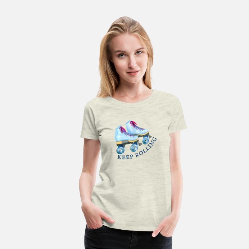 Roller Skates Keep Rolling Retro Print T shirt