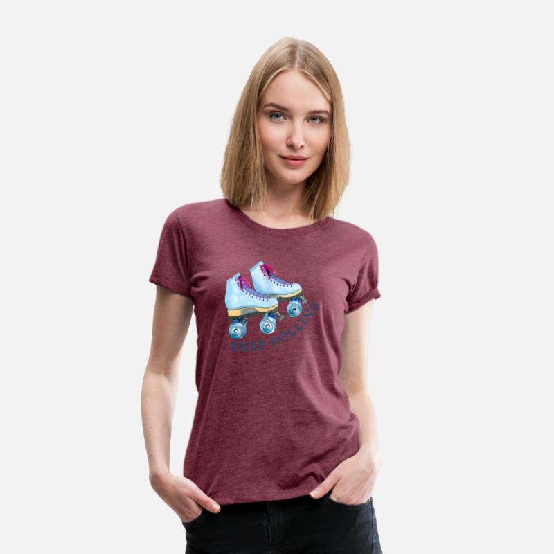 Roller Skates Keep Rolling Retro Print T shirt