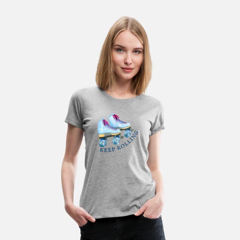 Roller Skates Keep Rolling Retro Print T shirt