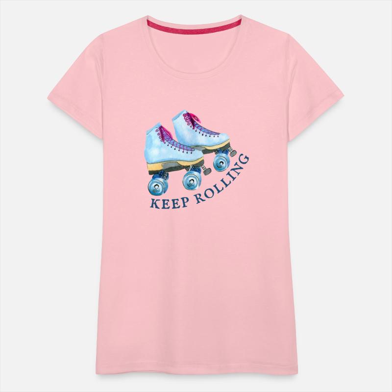 Roller Skates Keep Rolling Retro Print T shirt