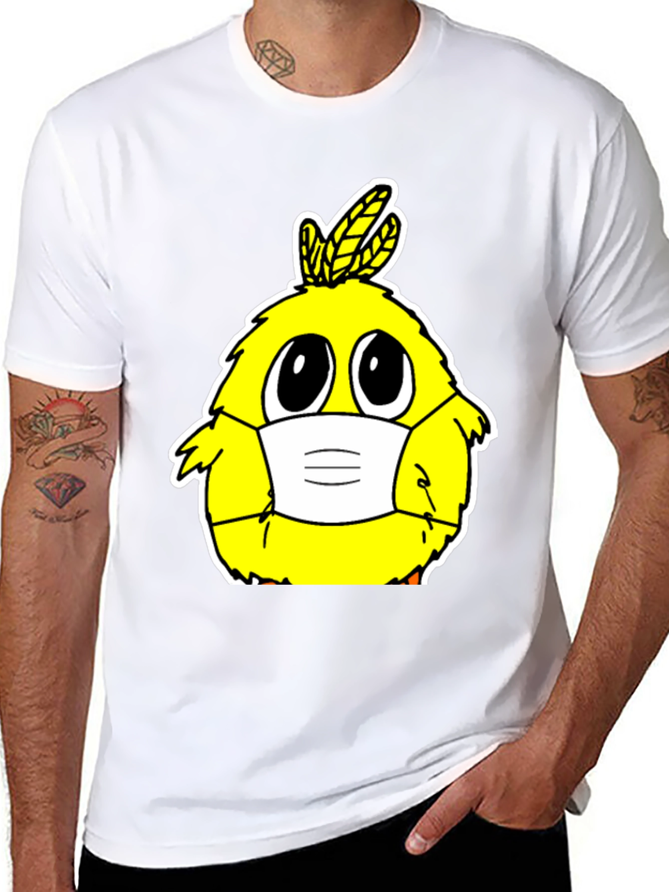 Cute Cartoon Chick with Mask T-Shirt