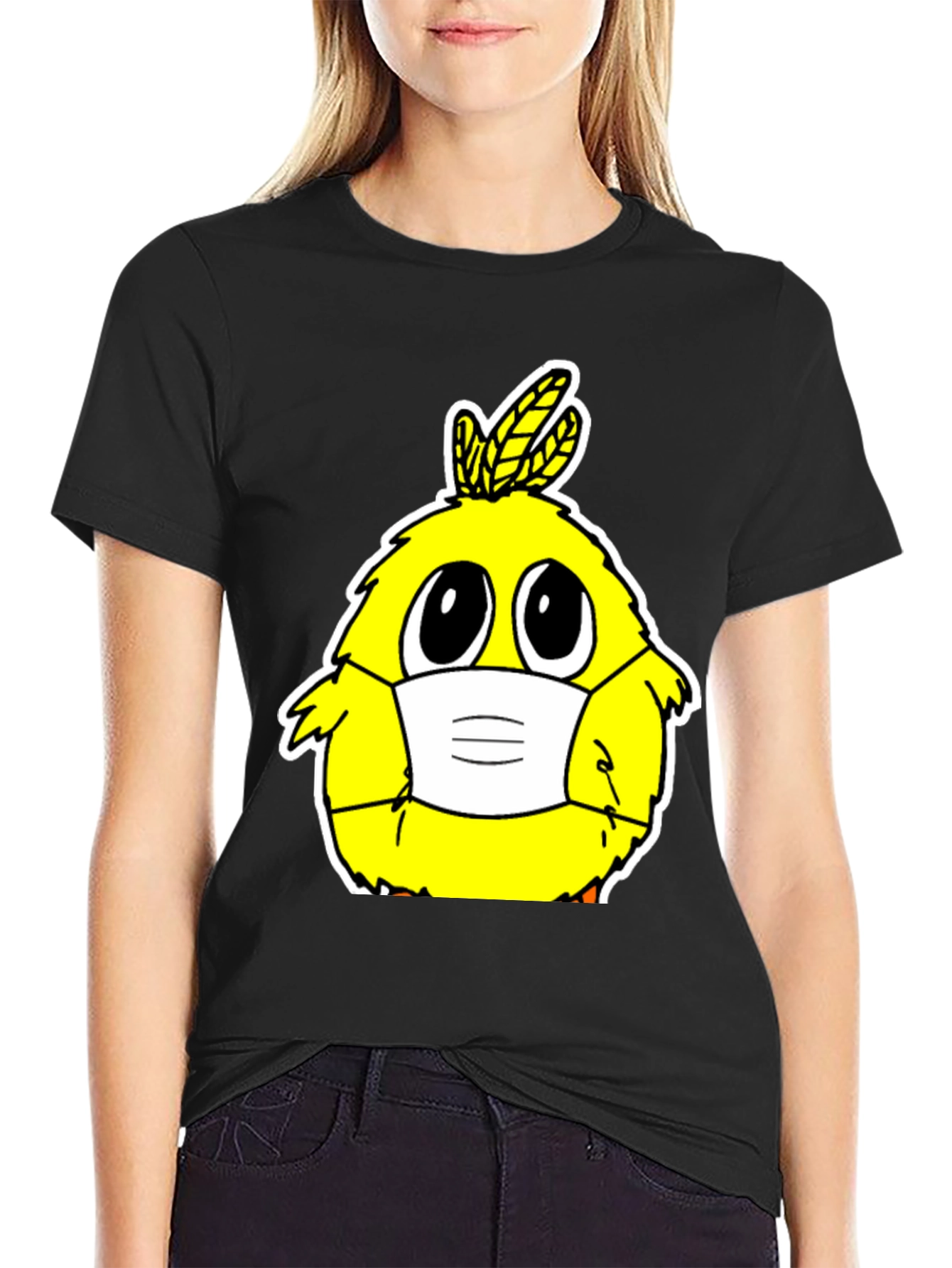 Cute Cartoon Chick with Mask T-Shirt