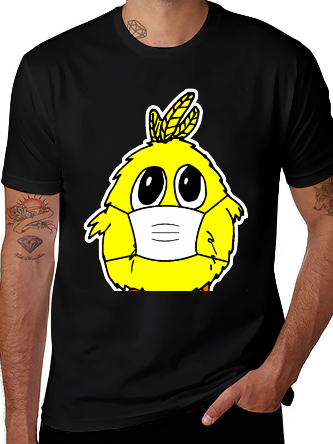 Cute Cartoon Chick with Mask T-Shirt
