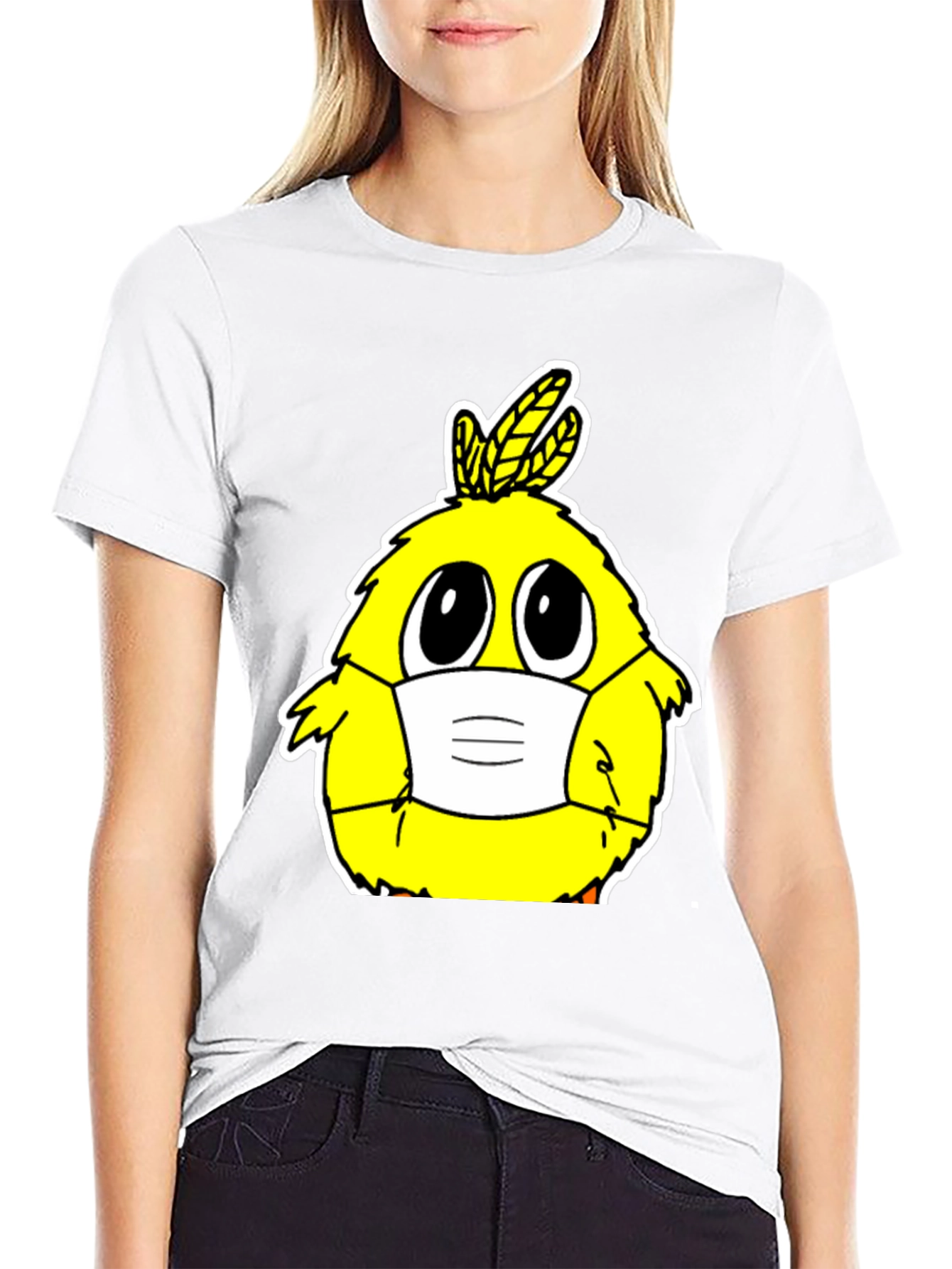 Cute Cartoon Chick with Mask T-Shirt