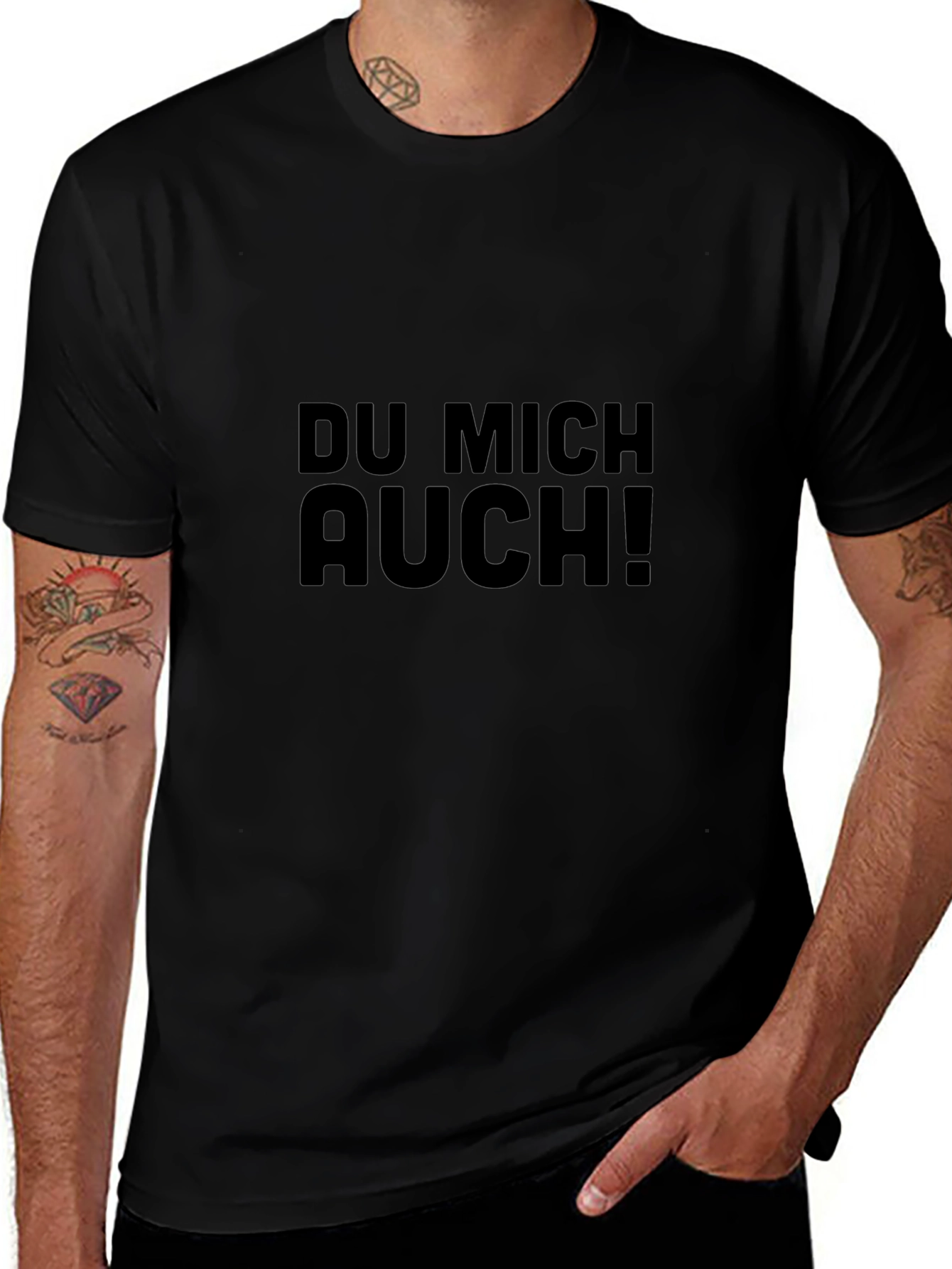 Du Mich Auch! Black Graphic Tee