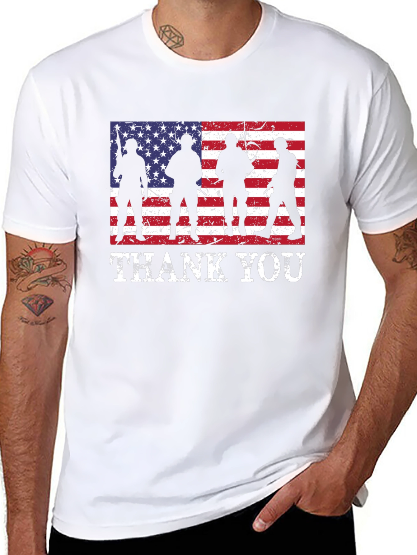 Thank You American Flag Soldier Silhouette T-Shirt