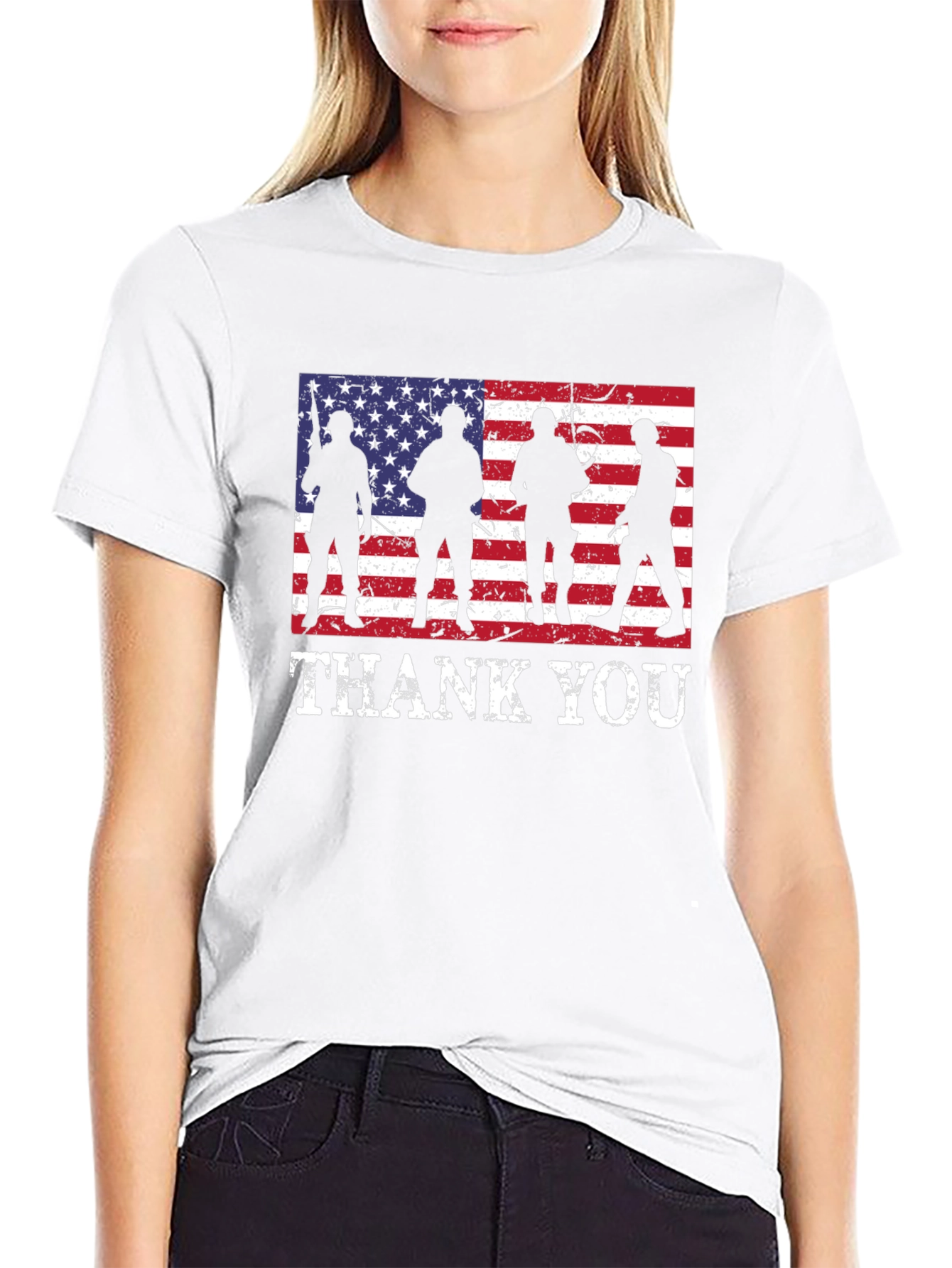 Thank You American Flag Soldier Silhouette T-Shirt