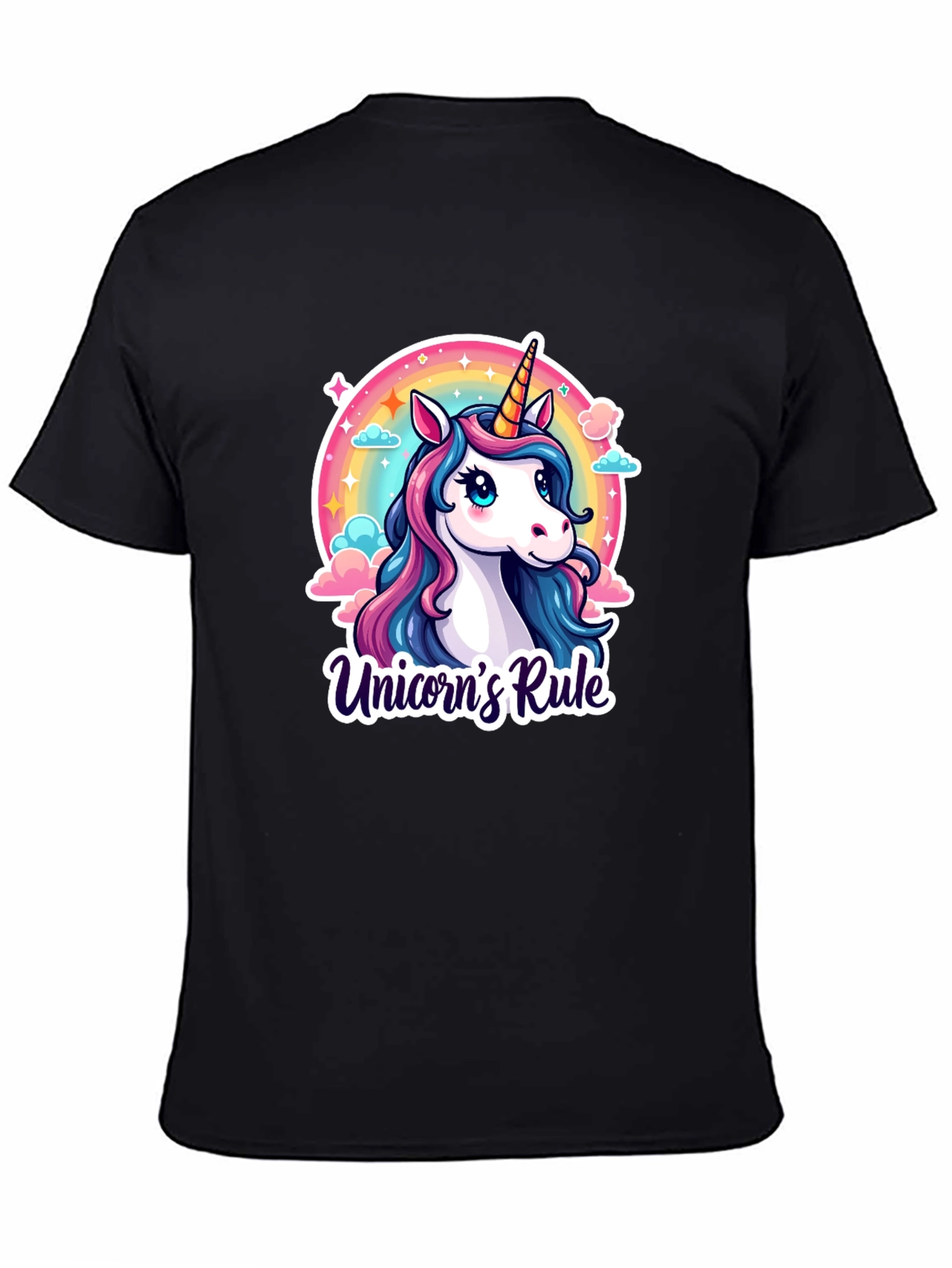 Unicorns Rule Black T-Shirt