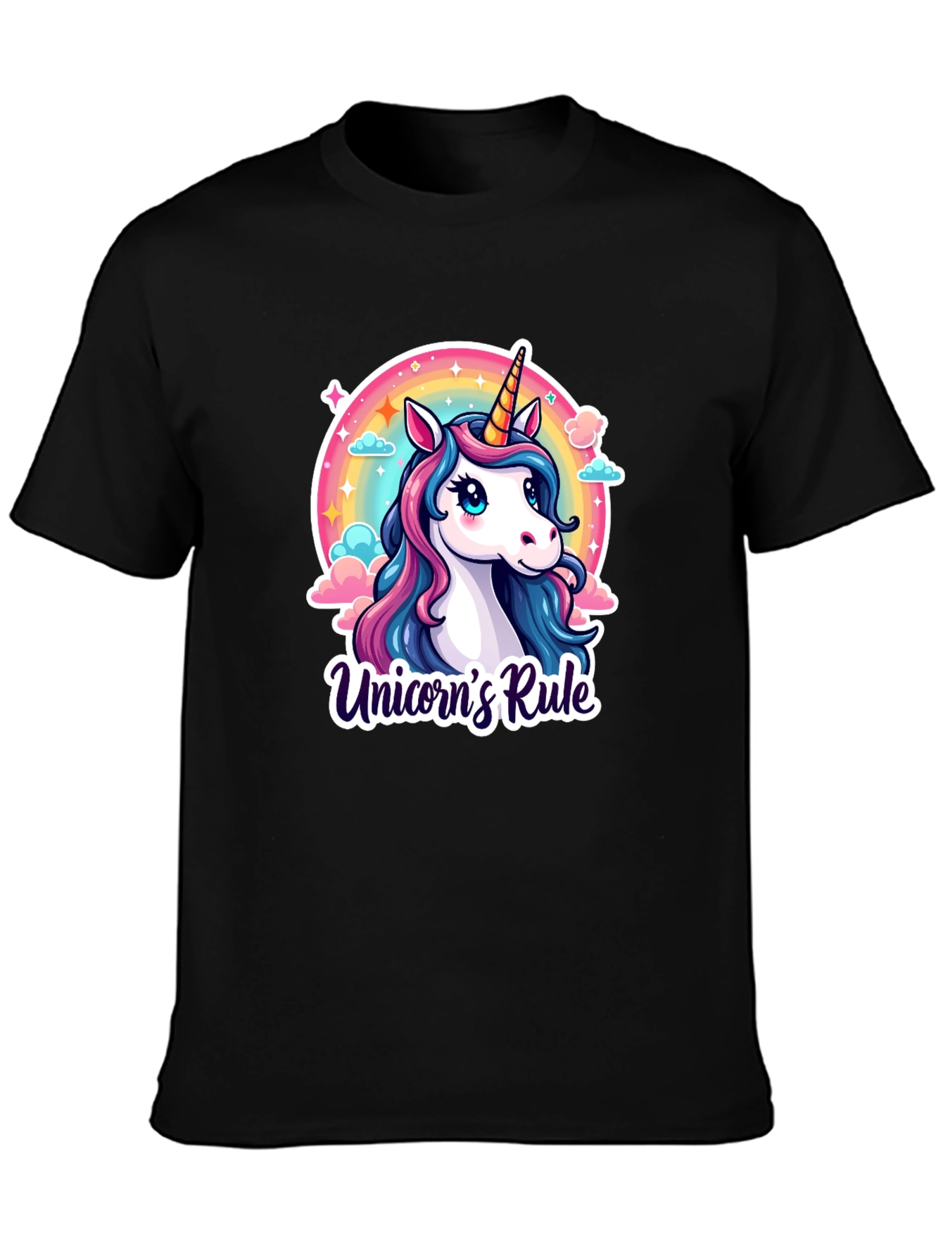 Unicorns Rule Black T-Shirt