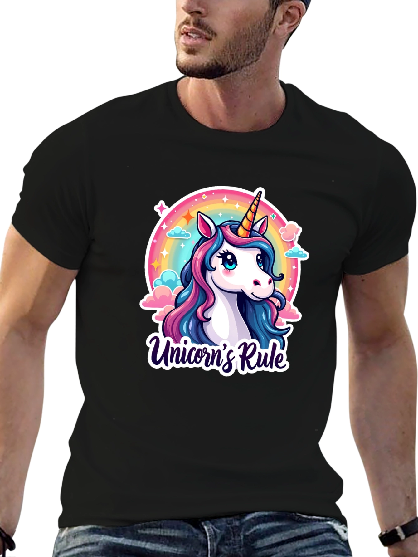 Unicorns Rule Black T-Shirt