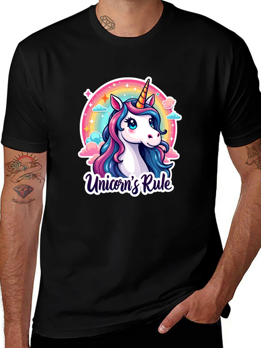Unicorns Rule Black T-Shirt