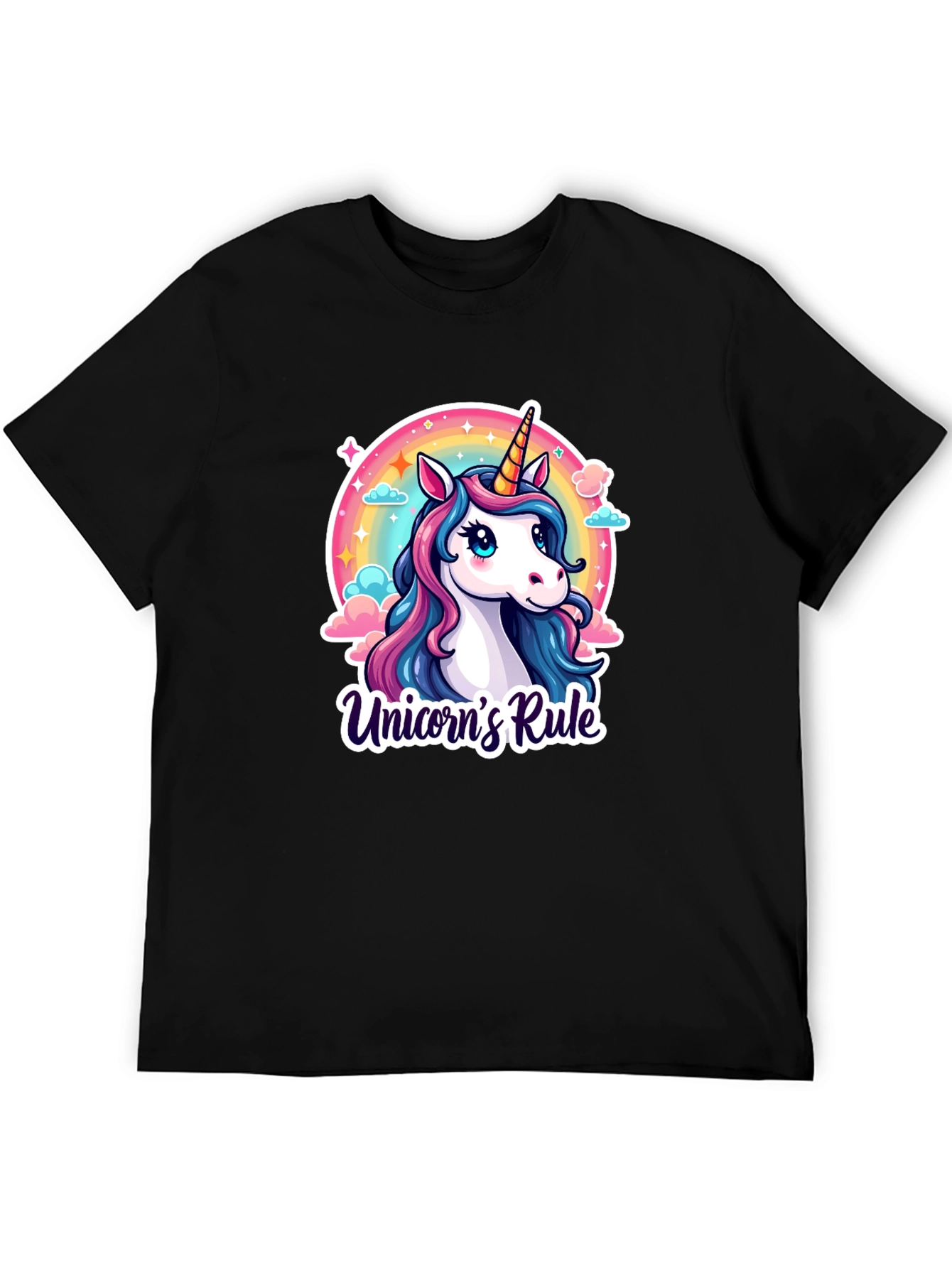 Unicorns Rule Black T-Shirt