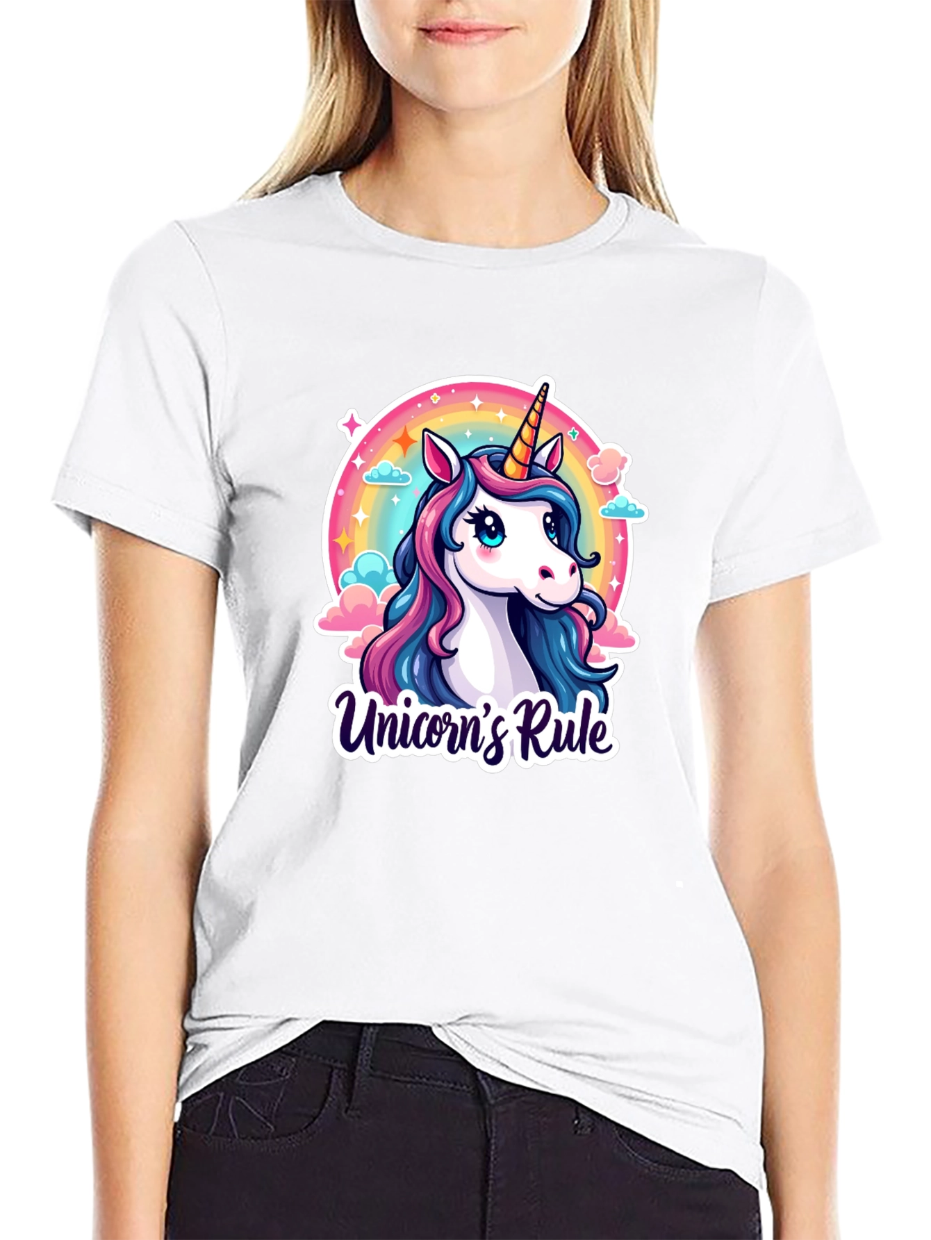 Unicorns Rule Black T-Shirt