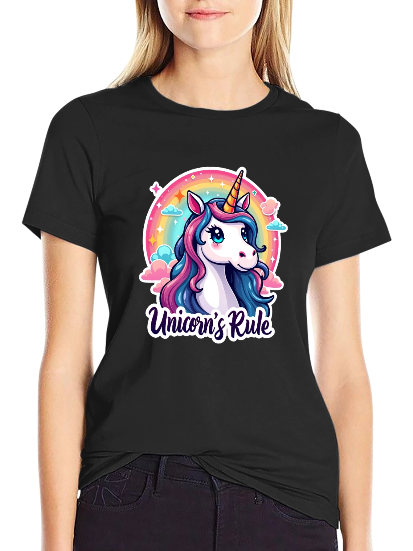 Unicorns Rule Black T-Shirt