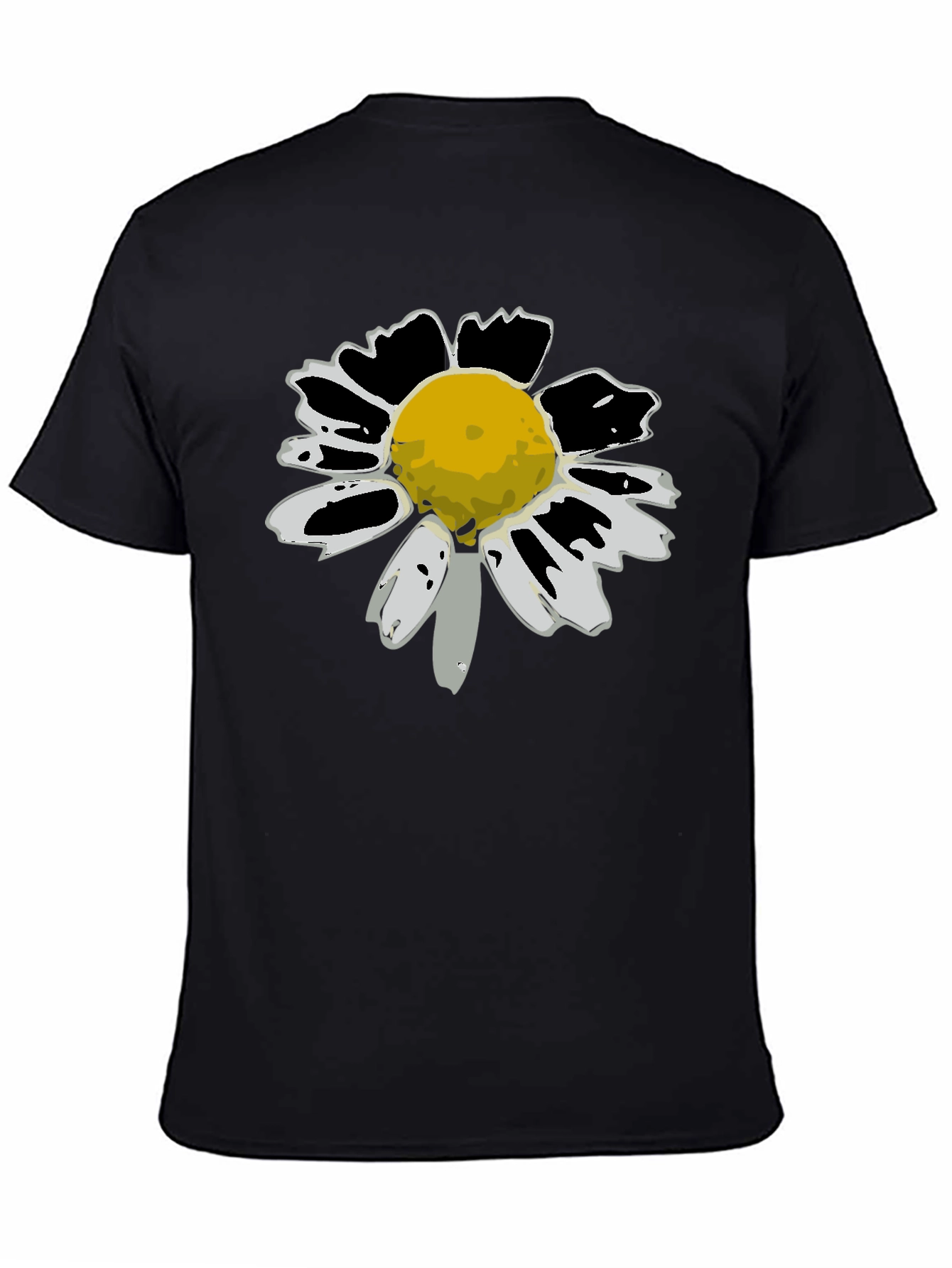 Daisy Flower Graphic Tee - Black Cotton T-Shirt